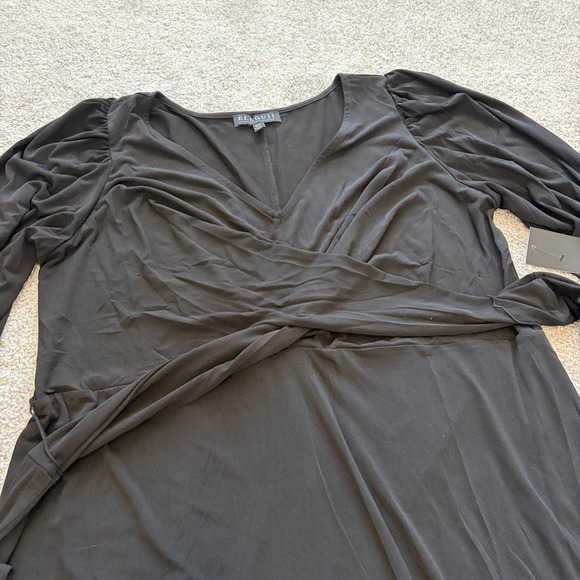 Eloquii Faux Wrap Maxi Dress Womens 18 Black V Neck NWT Formal Elegant - Picture 2 of 13